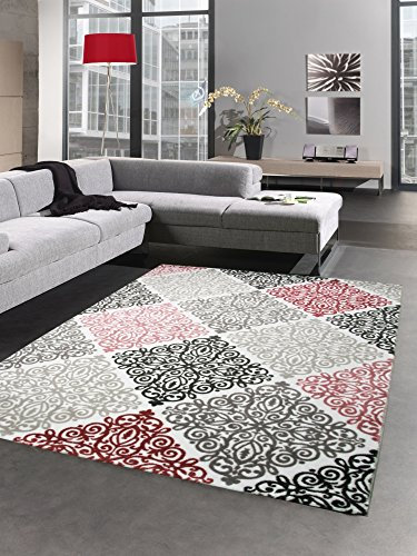 CARPETIA Teppich Wohnzimmerteppich Ornamente barock rosa grau Taupe mit Glitzergarn Größe 80 x 300 cm