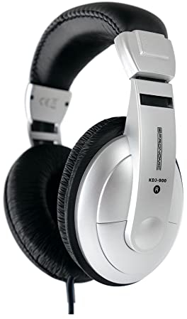 Pronomic KDJ-900 DJ-Kopfhörer (geschlossener DJ-Kopfhörer, verstellbarer Kopfbügel, inkl. Adapter) silber/schwarz