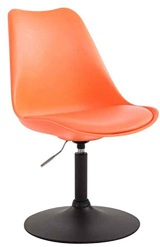 CLP Esszimmerstuhl Maverick Kunststoff I höhenverstellbarer Lehnstuhl I Drehstuhl mit Trompetenfuß I Sitzhöhe von ca. 43-48 cm, Farbe:orange, Gestell Farbe:schwarz