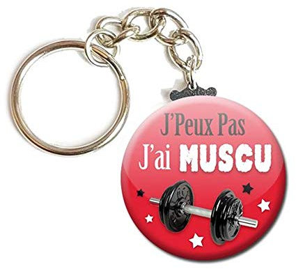 Porte Clés Chaînette 3,8 centimètres j' peux pas j' ai Muscu Sport Idée Cadeau Accessoire Humour Homme Femme Excuse