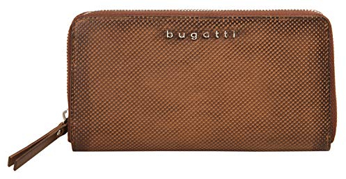 Bugatti Perfo großes Portemonnaie Damen Leder, Geldbörse Damen Leder - Portmonee Geldbeutel Damengeldbörse Groß - Braun
