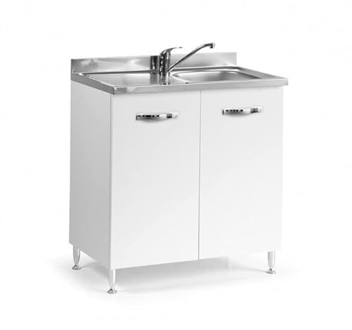 Mobile per Cucina sottolavello Bianco Due Ante Reversibile cm 80