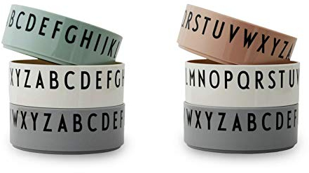 Design Letters Eat & Learn Schüssel gesetzt für Baby und Kinder, 3 Stck. (Nude) - BPA-frei, BPS-frei und EA-frei, mit A-Z-Alphabet-Druck, ideal für Frühstück und Snacks, spülmaschinenfest, D: 11 cm