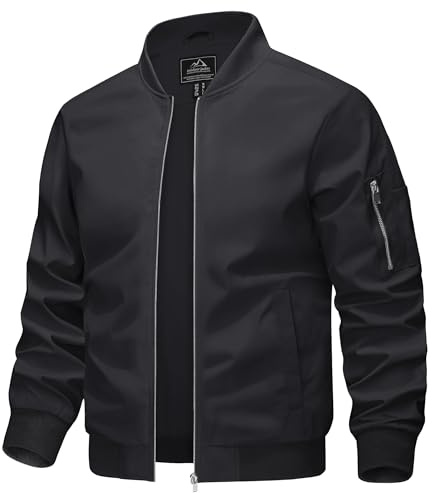 KEFITEVD Herren Leichte Dünne Bomberjacke Blouson Jacke Übergangsjacke | Lässige Bomber Blouson, Windjacke mit Reißverschluss, Wasserabweisende Pilotenjacke, Geeignet für Frühling Sommer und Herbst