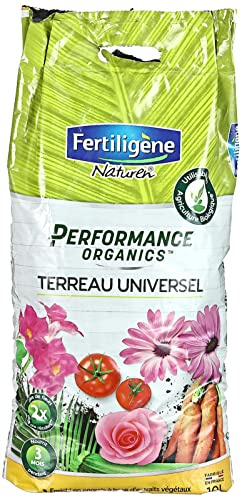 FERTILIGENE NATUREN POTUN1P - Terreau Universel Performance Organics UAB 10 L - pour 2 Fois Plus de Fleurs et récoltes - Nourrit Les Cultures Pendant 3 Mois - Enrichi en Engrais - Fabriqué en France