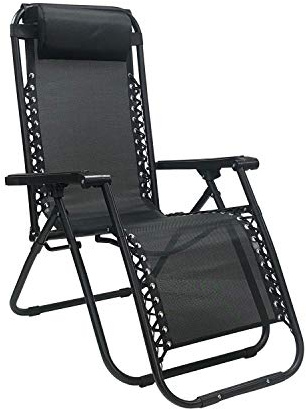 Totò Piccinni Sedia Gravity gravità Zero Sdraio da Giardino Poltrona Relax Pieghevole Salvaspazio Tubolari Acciaio 24mm Reclinabile Tessuto in Textilene, Mare Spiaggia Piscina Arredo Esterno (Nero)