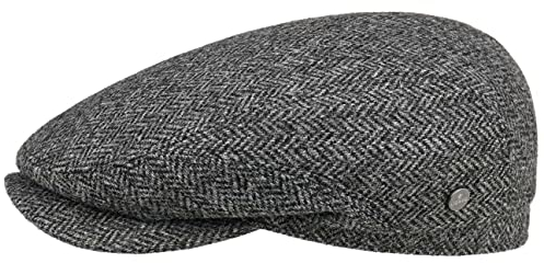 LIERYS Crimson Wool Herringbone Flatcap Made in EU 100% Wolle Herren Herbst Winter grau 61 cm