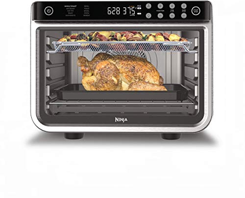 Ninja Air Fryer & Toaster Oven Combo | 10-in-1 Foodi XL Pro Air Fry Countertop Oven | Fit a 5-lb Chicken & Sheet Pan of Vegetables | Bake, Dehydrate, Toast & More |1800 Watts | Stainless Steel | DT201