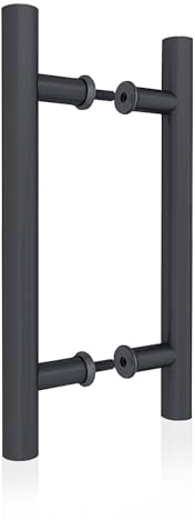 JUBEST 12 Push Pull Barn Door Handle, Double Side H Shape Sliding Door Handles, Heavy Duty Swing Door Handle, Flat Black