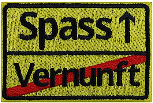 Spaß Geschenk Spass - Vernunft Aufnäher Straßenschild Geburtstagsgeschenk für Frauen/Männer Party Deko Patch Birthday Gift Applikation für alle Stoffe | 90x60mm