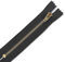 YKK - Cerniera lampo in nylon nero con estremità chiusa, resistente, in ottone dorato, per denti/testa e per jeans, jeans, pantaloni, borse, 13 cm (13 cm), 1 pezzo