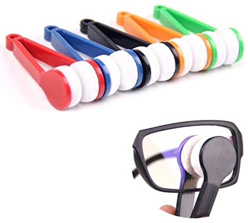 5X Brillenreiniger in Zangenform | Brillenputzer Set [auch als Schlüsselänhänger tragbar] | Lesebrille, Sonnenbrille Reinigung | Reinigungsblöcke aus Microfaser | Brillenputztuch | Handyreiniger