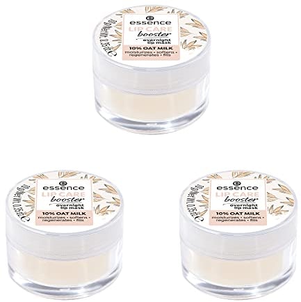 essence LIP CARE booster overnight lip mask, Lippenpeeling, Gelb, feuchtigkeitsspendend, regenerierend, glättend, vegan, ohne Parabene, ohne Mikroplastikpartikel, Nanopartikel frei, 3er Pack (3x10g)