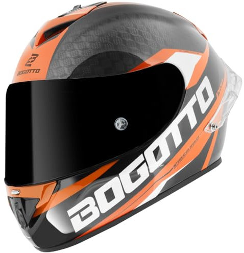 Bogotto FF104 SPN Carbon Helm, orange/schwarz, S