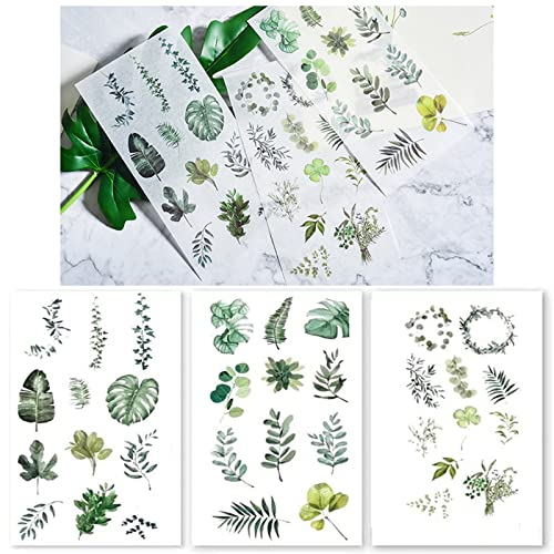 24 Blatt Fotoalbum Blätter Deko Aufkleber Hochzeit Gästebuch Klein, Blätter Sticker Deko Blatt Grün Pflanzen Grünpflanze Aufkleber Sticker für Scrapbooking Fotoalbum Stickerbuch Stickeralbum