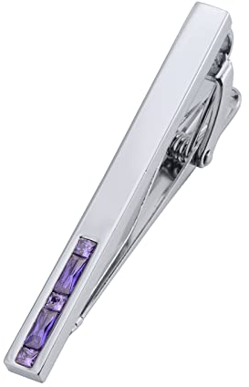Jonwo Pince à cravate argentée avec cristal pour homme - Pour homme - Pour un anniversaire d'affaires, Cristal