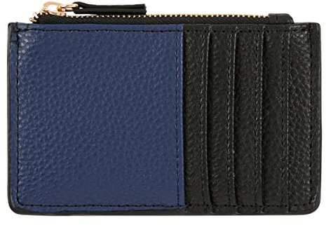 Draeger Paris - Porte-Cartes Zippé - Bleu Marine Et Noir - polyuréthane