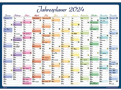 2025 Wandkalender Jahresplaner Kalender DIN A1 bunt, gerollt im Karton