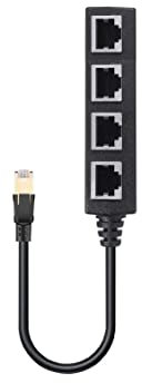 NAERSI RJ45 Ethernet Cable Splitter Network Adapter, 1 Male to 4 Female LAN Ethernet Lan Network Extension Splitter Cable 8-Pin Adaptor CAT 5/5e CAT 6 CAT 7 With Line 4 Ports