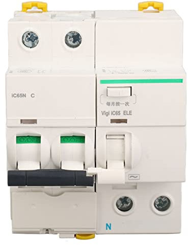 6A Fi Schutzschalter, AC 400V 30mA 2P+N Leitungsschutzschalter, Hutschiene Auslaufschutz Überlastschutz Fehlerstromschutzschalter FI/LS Schalter Luftschalter Sicherungsautomat Miniaturschutzschalter