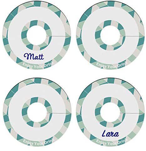 Bolaras Stemware Drink Name Tags for Wine Glasses, Champagne Flutes, or Cocktails, Cute DIY Identification Markers, Disposable Paper Tag for Party Guests, Paper, No Gemstone