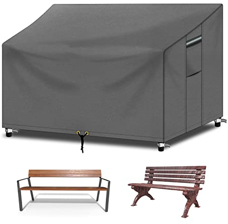 RICHIE Banküberzüge, wasserdicht, 3-Sitzer, mit Lüftungsschlitz, winddicht, UV-Schutz, reißfest, strapazierfähiges 600D-Oxford-Gewebe und PVC-Futter, Sofabezug (163x66x63/89 cm), Grau