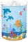 Clastyle 45L Ozean Tiere Delfine Meeresschildkröte Krake Wäschekorb Qualle Fisch Blau Rund Spielzeug Kleidung Aufbewahrungskorb für Kinderzimmer, 36x45 cm
