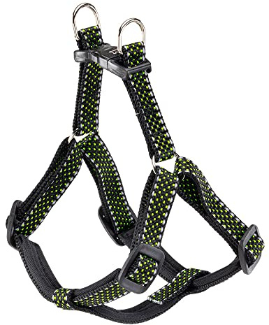 Pettorina per Cani Taglia Piccola Riflettente DAYTONA DELUXE SMALL, Imbottita, Nero-Verde