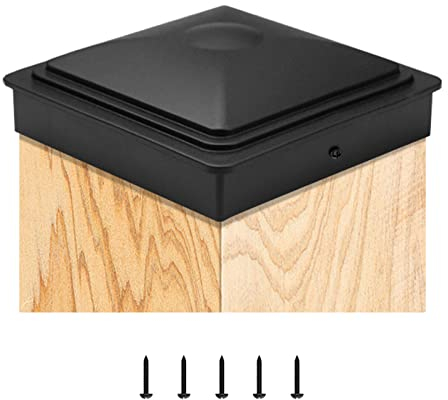5 tappi per pali di legno, 7 x 7 cm, tappi per pali di legno, tappi in plastica con viti, plastica impermeabile per pali in legno, protezione contro il cracking
