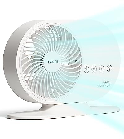 Ventilador de Escritorio con Luz Nocturna RGB Que Fluye, Recargable de 4000mAh con Almohadilla de Algodón de Aromaterapia Ventilador Silencioso Giratorio de 3 Velocidades para Exteriores/Dormitorio