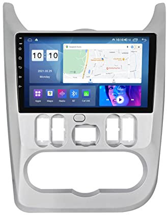 PLOKM Radio Coche Android 12 para Renault Logan 2009-2015 9'' Pantalla Táctil HD con Apple Carplay Android Auto, USB/Radio de Coche FM/USB/Mandos Volante