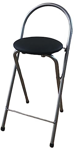 Tresenstuhl Rund Gepolsterter, klappbarer Barstuhl in Schwarz/Weiß, Küchenstühle, Tragbarer Tresenhocker Hochstuhl für Frühstück, Küche, Bar, Sitzhöhe 60 cm (Color : Black, Size : 60cm/24in)