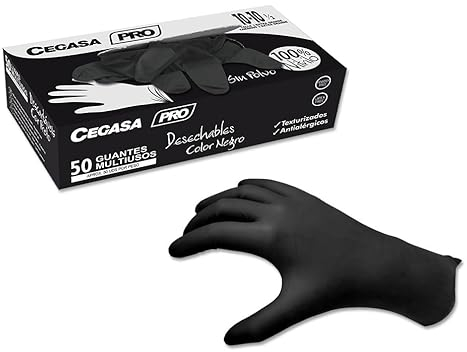 cegasa GUANTES NITRILO NEGRO PRO S/P TALLA P (10-10½) C-50