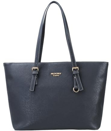 Princely London Shopper Beverly Medium - Stylische Handtasche Damen - Geräumige Shopper-Tasche mit Reißverschluss & Innenfächern - Anthrazit