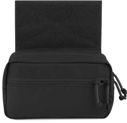 KRYDEX GEAR Tactical Drop Pouch Sub Abdominal Carrying Kit Bag Fanny Pack with Hook and Loop Panel for Tactical Vest Chest Rig (Black)