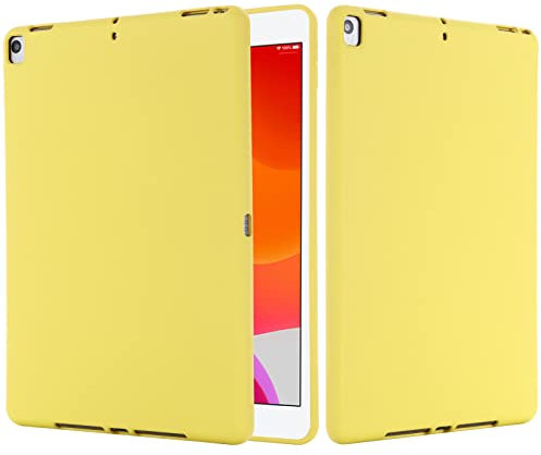 YKTO Souple Soft TPU Silicone Coque pour Apple iPad 10.2 (2021) Etui Coque Housse Flexible Protection Case Tablette en Silicone Couleur Bonbon avec Anti Rayure Antichoc Protectionune Fonction,Jaune