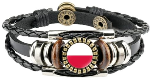 Polen-Flagge-Armband,Mehrschichtiges Handgefertigtes Geflochtenes Lederarmband,Polen-Flagge-Armbänder,Nationalflagge-Armband,Polen-Armband,Für Männer Und Frauen Als Besonderes Tagesgeschenk,Wi