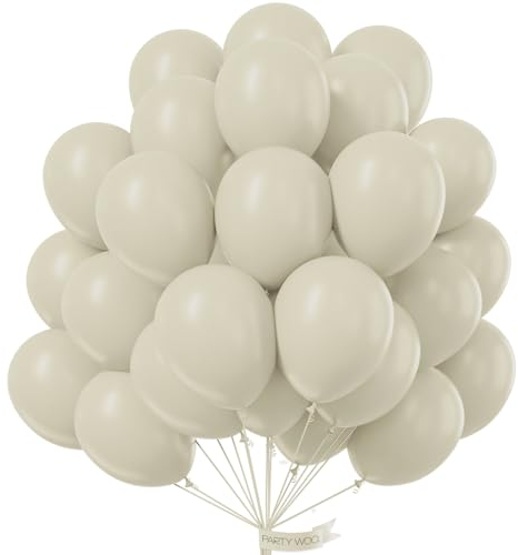 PartyWoo Luftballons Beige, 50 Stück 12 Zoll Ballons Beige, Luftballons für Ballongirlande oder Ballonbogen als Partydeko, Geburtstagsdekoration, Hochzeitsdekoration, Babypartydekoration, Weiß-F12