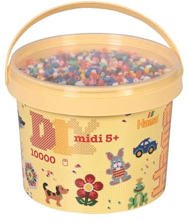Hama DIY Midi Beads Bucket | Approx. 10.000 Fuse Beads | Mosaic Decoration Arts & Craft for Creative Children Ages 5+ | Colour Mix 00