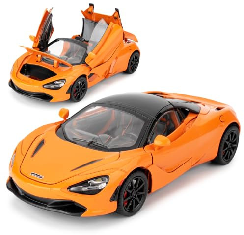 imtfzct 1:24 McLaren 720S Model Car, Diecast Car with Pullback Function, Children's Toy Car with Light and Sound, Model Toy to Collect, Gift for Children (orange)