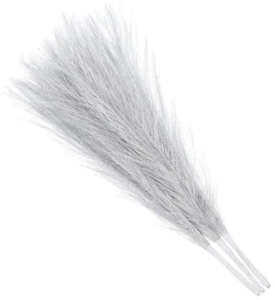 Rebower Künstliches Pampasgras Deko, [für Wohnzimmer Party Wandvase Hochzeitsdekoration] - 17,7/45cm / Silber / 3 Stück