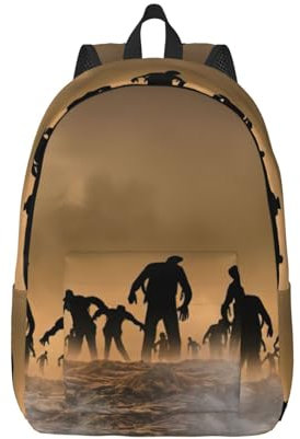 EdWal Damen-Rucksack mit vielen Zombie-Drucken, aus Leinen, für Herren, lässiger Tagesrucksack, Büchertasche für Laptop, Arbeit, Reisen, Wandern, Schwarz , S
