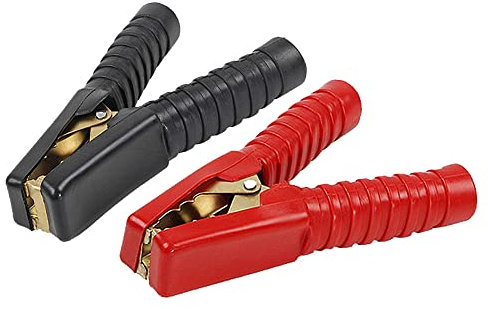 2Pcs 100A Jump Lead Clamps Heavy Duty Pure Copper Crocodile Clamps Alligator Clips Car Booster Cable Clips Battery Clamps for Car Auto (1 Pcs Black 1 Pcs Red)