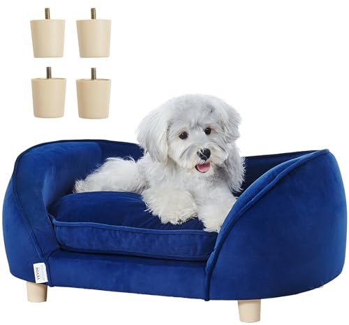 VEVOR Haustiersofa, Hundecouch für mittelgroße Hunde und Katzen, weiches samtiges Hundesofabett, 37 kg belastbares Katzensofa, Hundebett, Haustierbett Dunkelblau