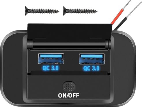 Caricabatterie con presa USB per auto - Caricatore USB da parete per campers, Presa a muro USB per campers | Caricabatterie USB per moto Dc 12-24v Caricatore rapido per auto Usb Qc3.0 Pd, presa