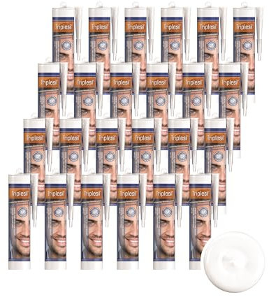 Triplesil Mastic Silicone – Haute Température 24 x 310 ml Cartouche de Silicone Universel pour Salle de Bain-Cuisine & Bricolage-Imperméable & Résistant aux UV – Pour Intérieur & Extérieur(blanc)