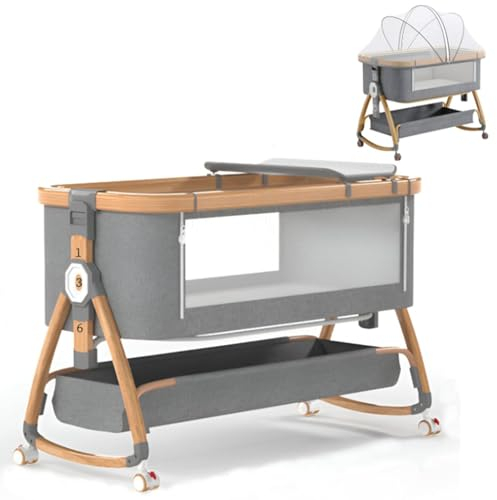 LIBRACTA Beistellbett 3 In1 Babybetten Tragbar Babybett Mit Atmungsaktivem Netz Und Laken, Verstellbarer Stubenwagen Beistellbett
