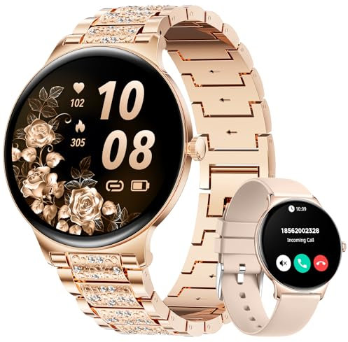 LIGE Montre Connectée Femme avec Appel Bluetooth, Smartwatch IP68 avec Fonction Féminine/120+ Modes Sport/Fréquence Cardiaque/Sommeil/SpO2 Montre Connectée Podomètre Calories Android iOS
