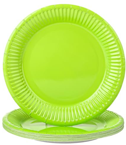 20 Pièces Assiettes Jetables vert Assiettes Dessert Carton,Assiette Jetable 18cm Vaisselle Jetable vert Carton,Assiette Jetable pour Camping,Pique-niques,Fêtes,Barbecues,Anniversaire Fille Garçon