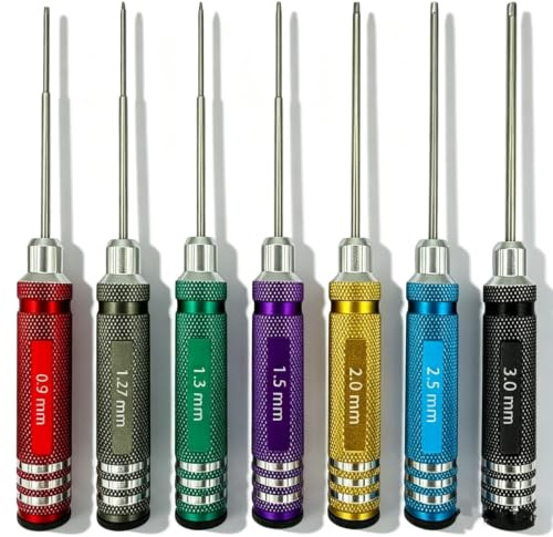 7Pcs RC Hex Screw Driver Set Wrench RC Model Tool Kit Screwdriver for RC Racing Car Helicopter Multi-Axis for FPV 0.9mm 1.27mm 1.3mm 1.5mm 2.0mm 2.5mm 3.0mm